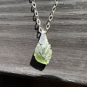 Authentic dainty Moldavite necklace / Handmade / Moldavite Jewelry / 925 silver